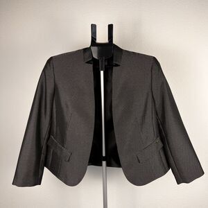 Anne Klein Black White Dot Cells Blazer Jacket Open Front 3/4 Sleeve S Old Money